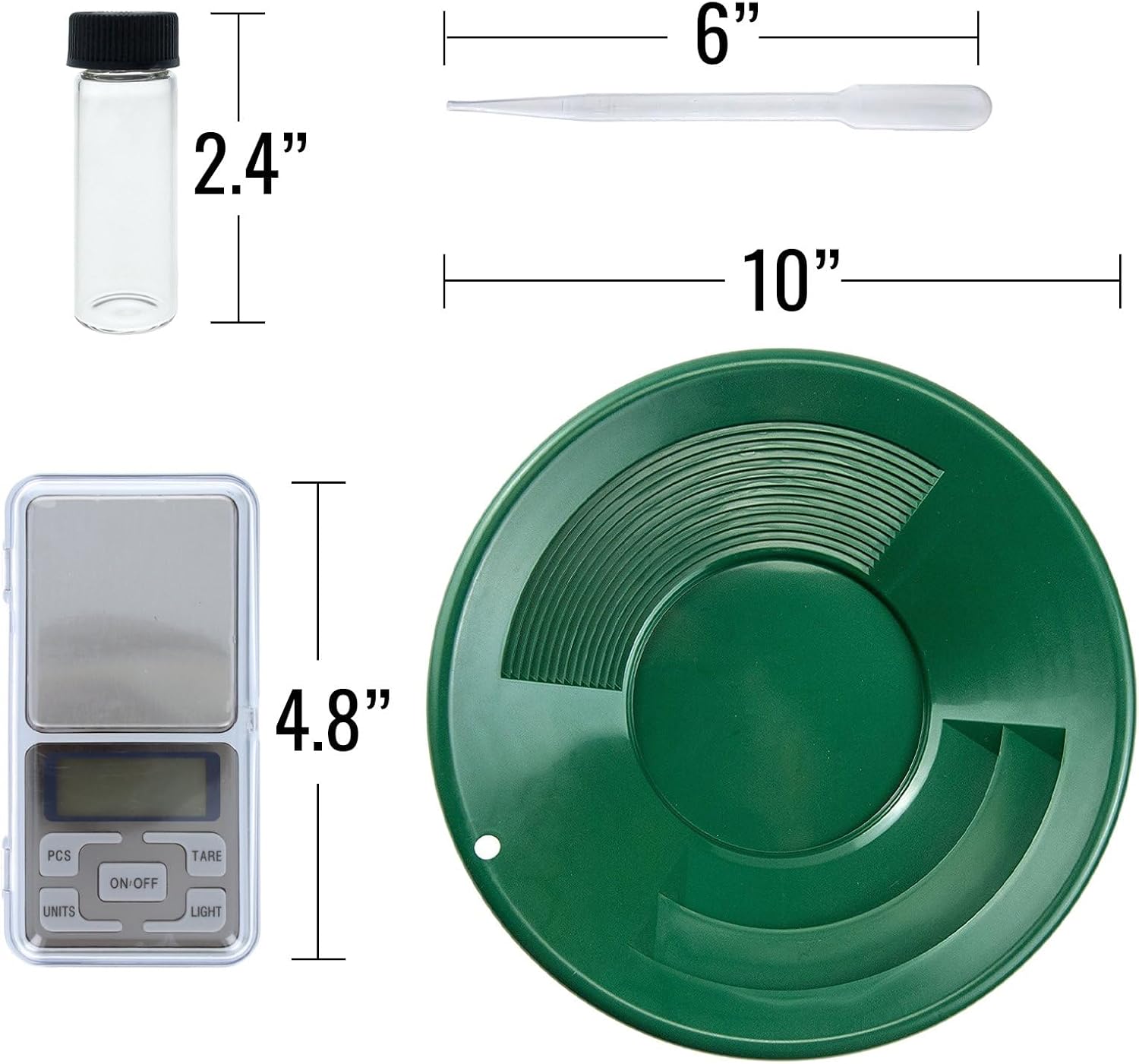 Gold Prospecting Pan Kit with Glass Vials Pocket Scale 7pc I384562