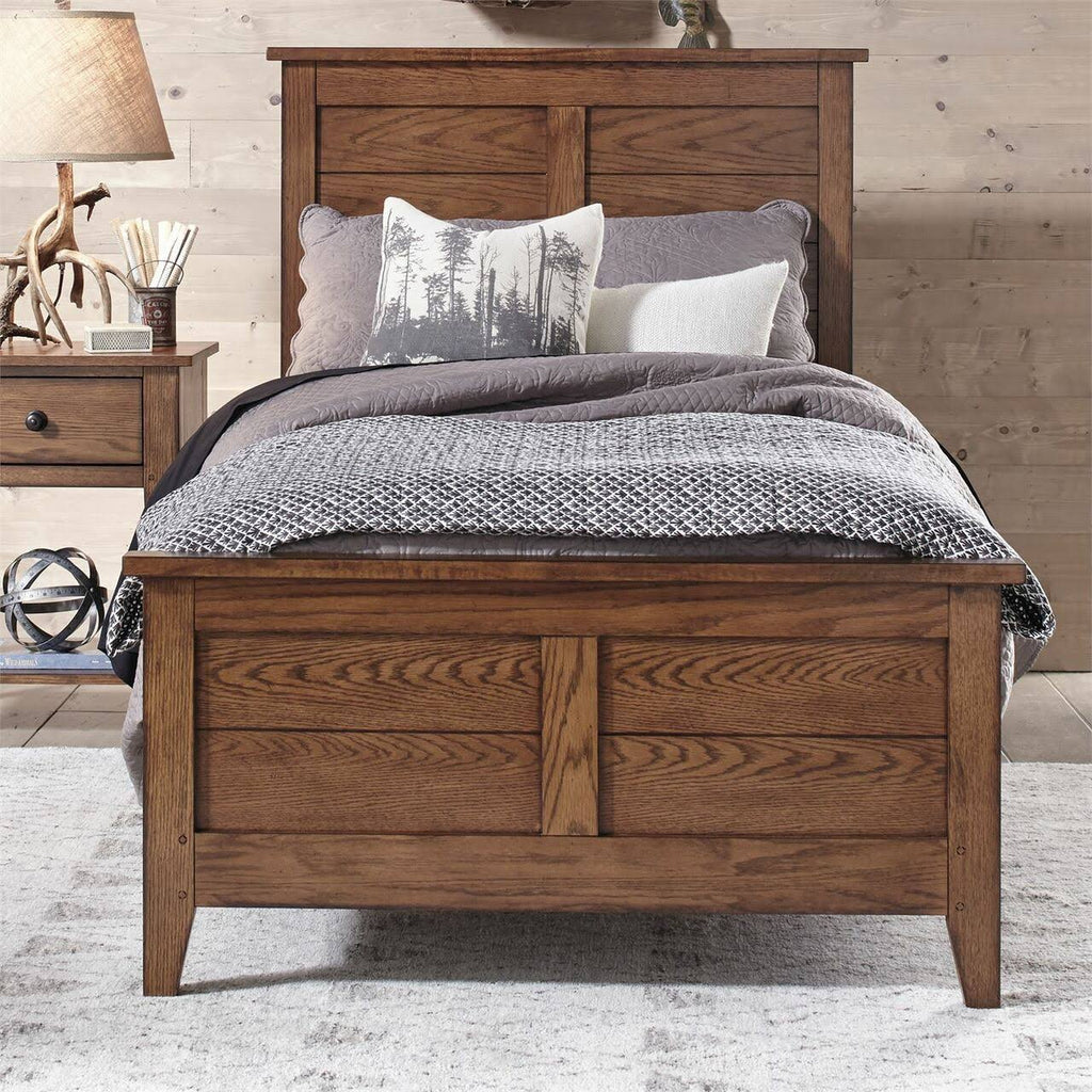 Twin Panel Bed in Aged Oak L5074