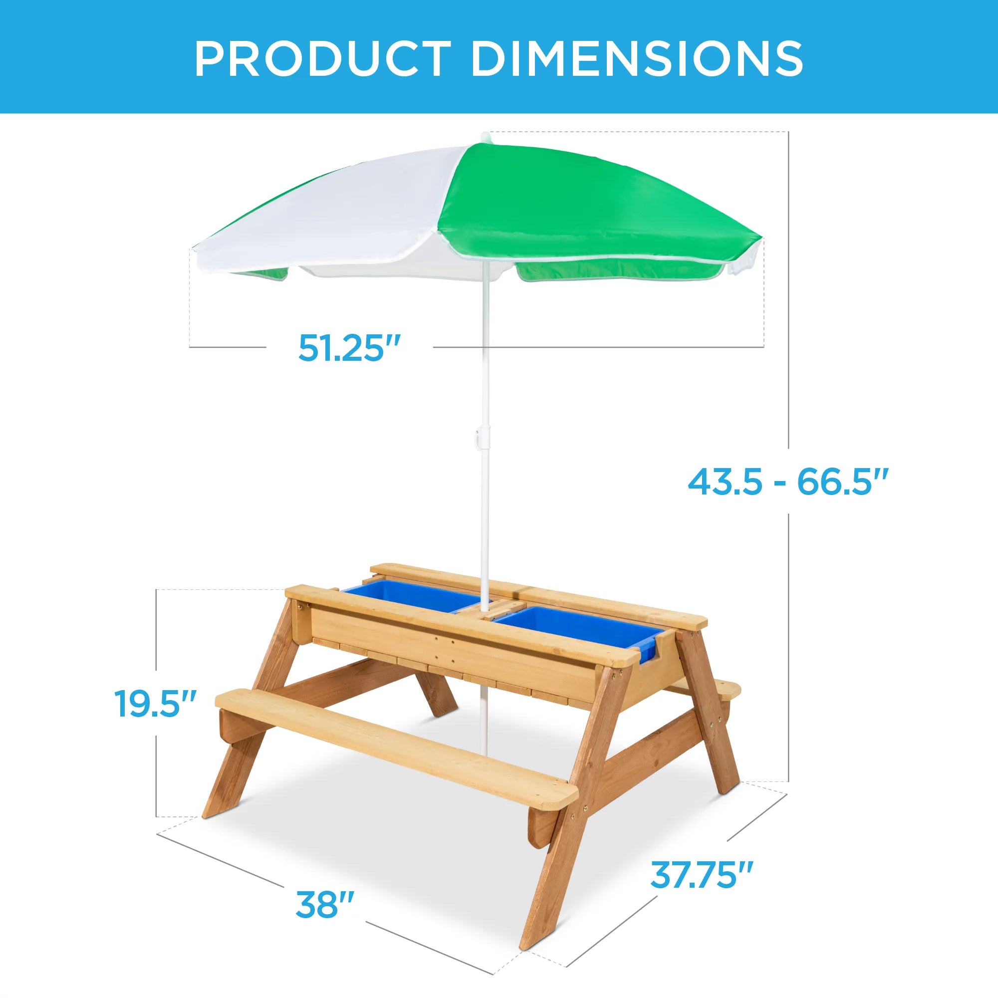 Green 3-in-1 Wood Activity Sand & Water Picnic Table with Umbrella P408043