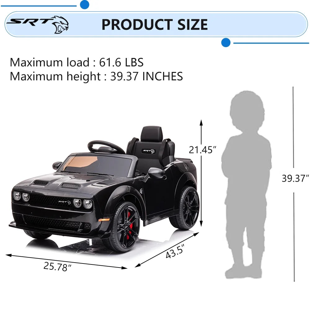 Black Licensed Dodge Challenger Battery Powered Kids Electric Car I992