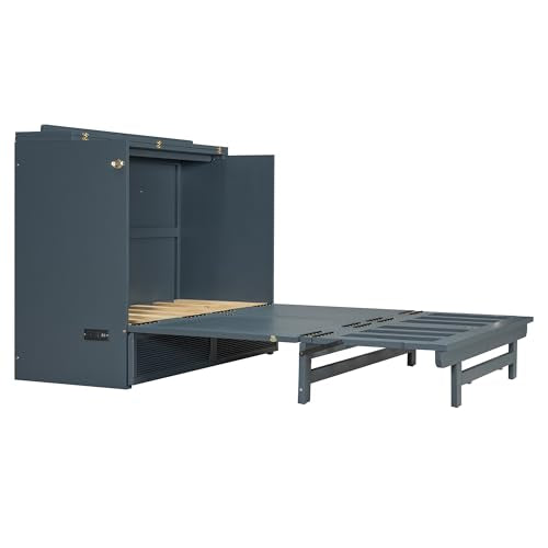 Gray Full Size Murphy Bed with Storage Drawer G7593