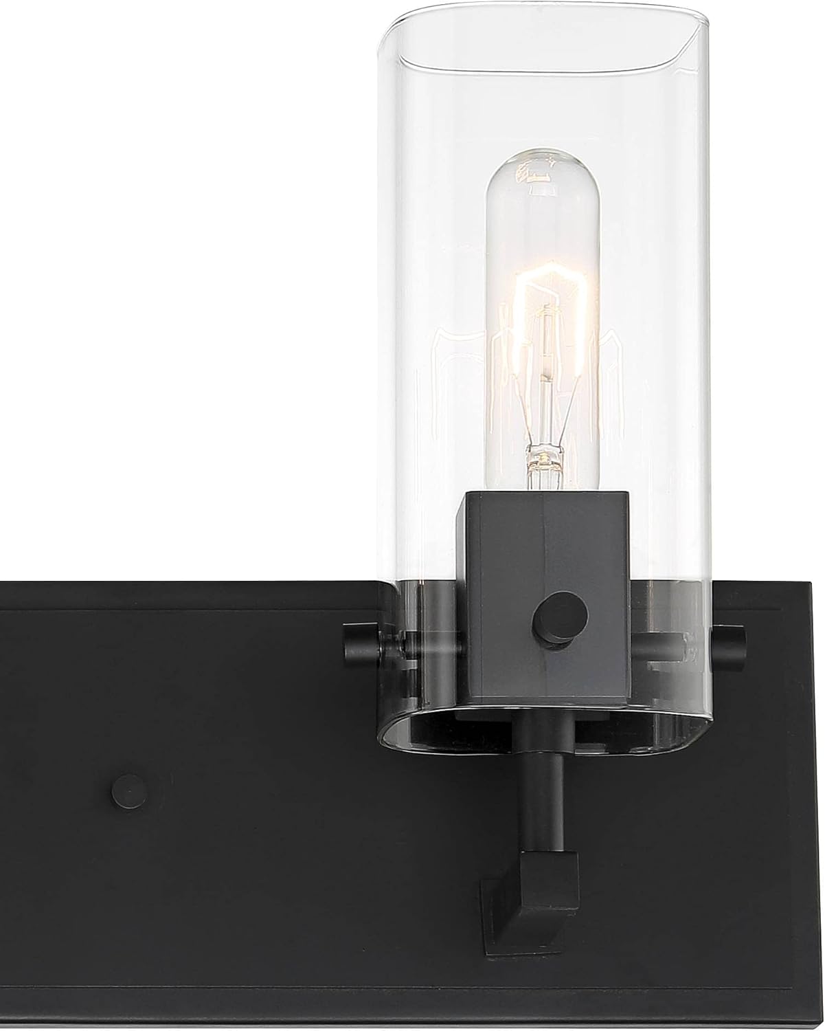 Black Metal 3-Light Wall Fixture with Clear Glass Shade F53243