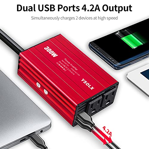 500W Power Inverter DC 12V to 110V AC Converter with 2 USB Ports and 2 AC Outlet I128618