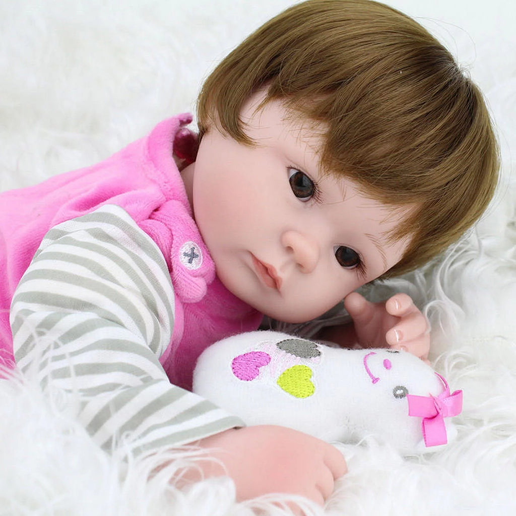 18" Handmade Reborn Silicone Vinyl Baby Doll with Hair A700