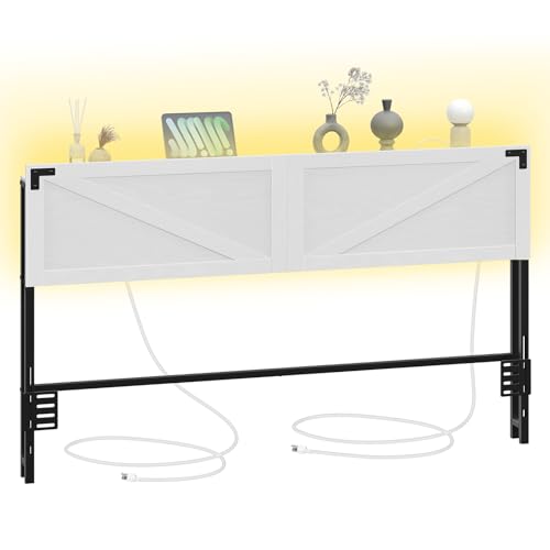 White Queen Size Headboard with LED Lights G565403