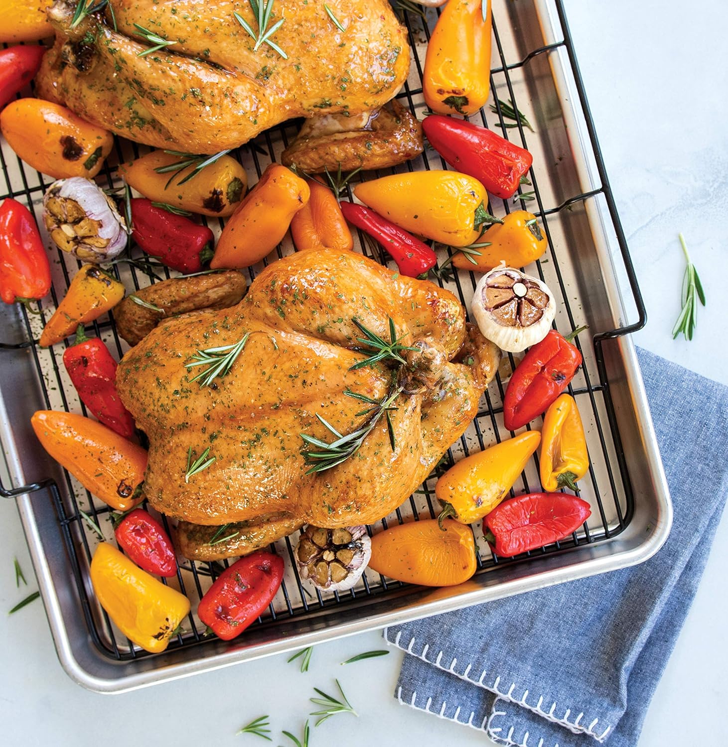 Extra Large Oven Crisping Baking Tray with Rack, Silver P385