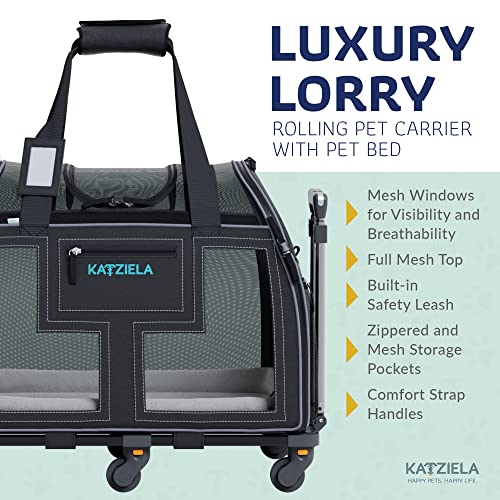 Rolling Pet Carrier with Removable Wheels and Mesh Windows J3370
