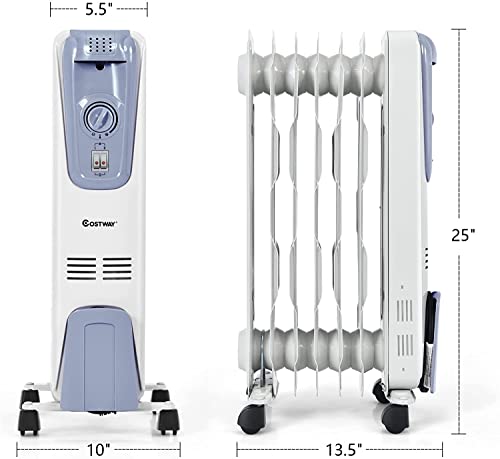 Oil Filled Radiator Heater with Adjustable Thermostat, 3 Heat Settings P7180