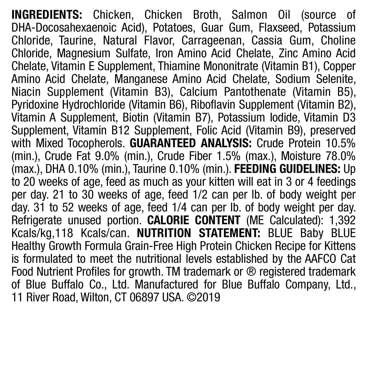 Blue Buffalo Baby Blue Wet Kitten Food Chicken B706626