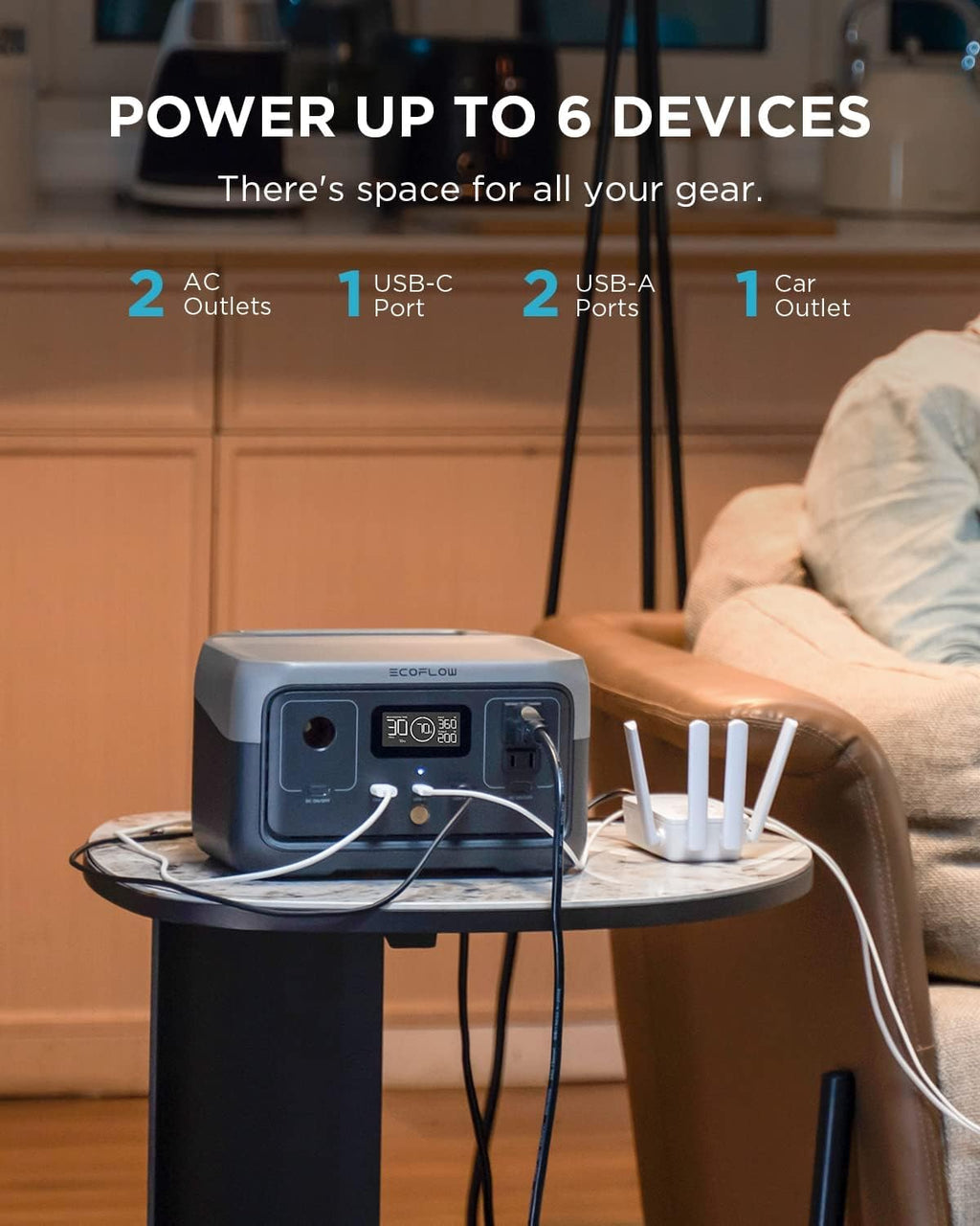 Portable Power Station, 256Wh LiFePO4 Battery, 600W AC Outlets O75721