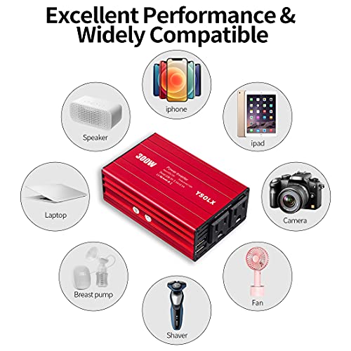 500W Power Inverter DC 12V to 110V AC Converter with 2 USB Ports and 2 AC Outlet I128618
