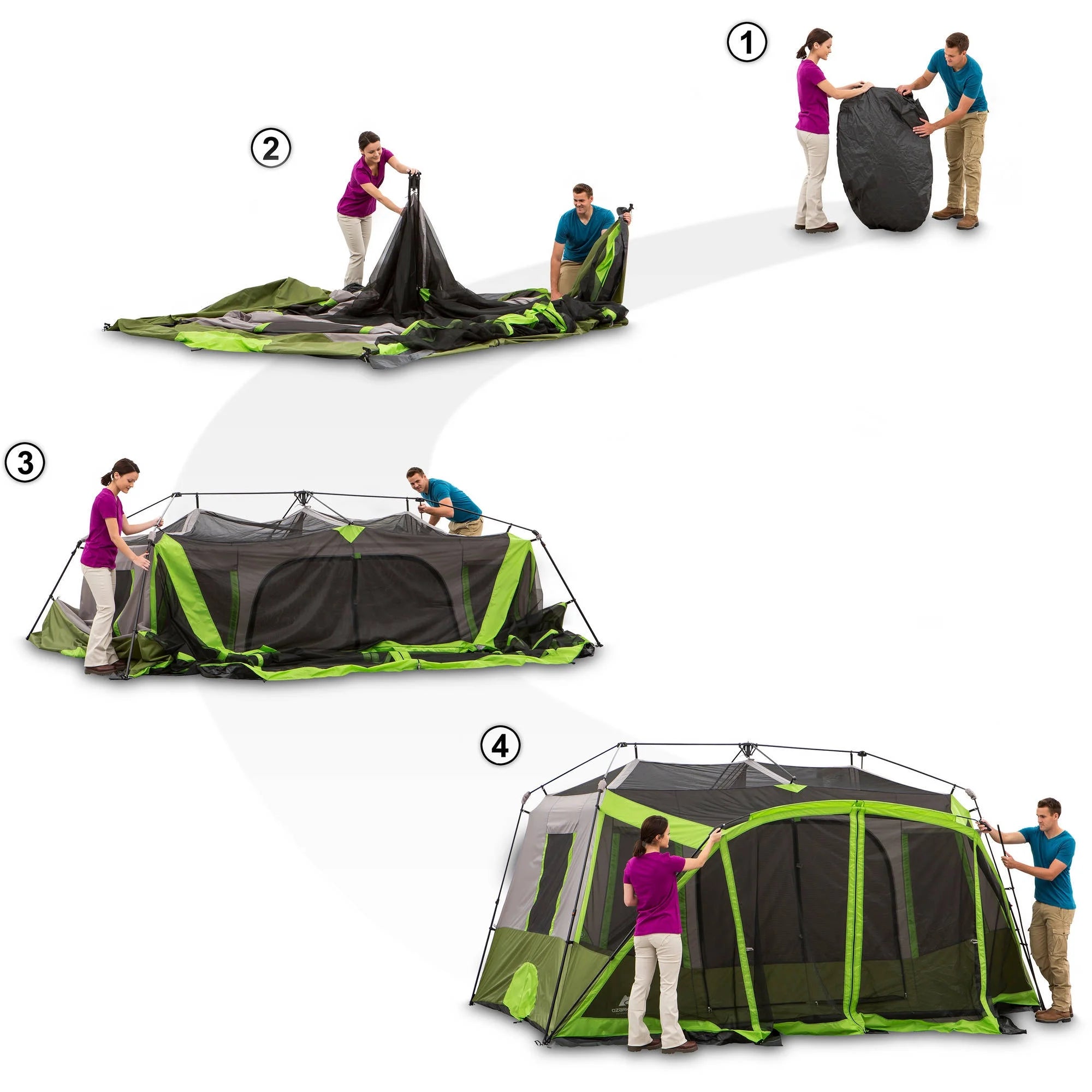 14' x 13.5' 9 Person 2 Room Instant Cabin Tent with Screen Room R641