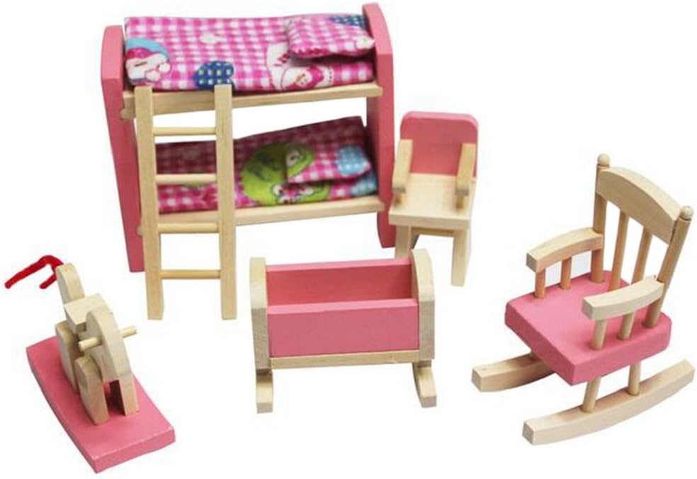 Pink Wooden Dollhouse Furniture Set A5794