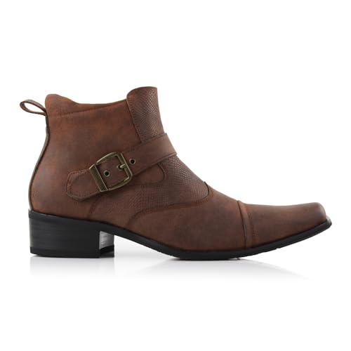 Mens Memory Foam Casual High Western Buckle Strap Ankle Dress Boots X24318