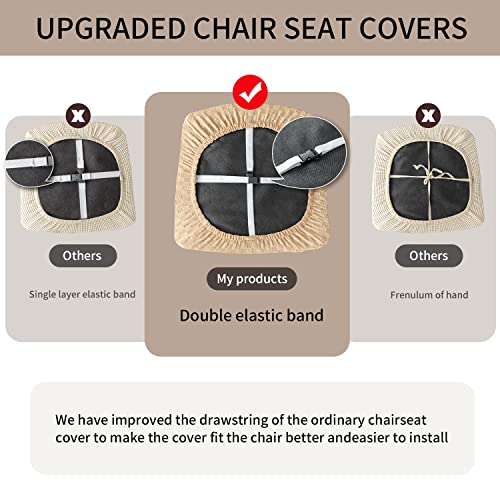 Ivory Jacquard Dining Chair Seat Covers (4) I69805