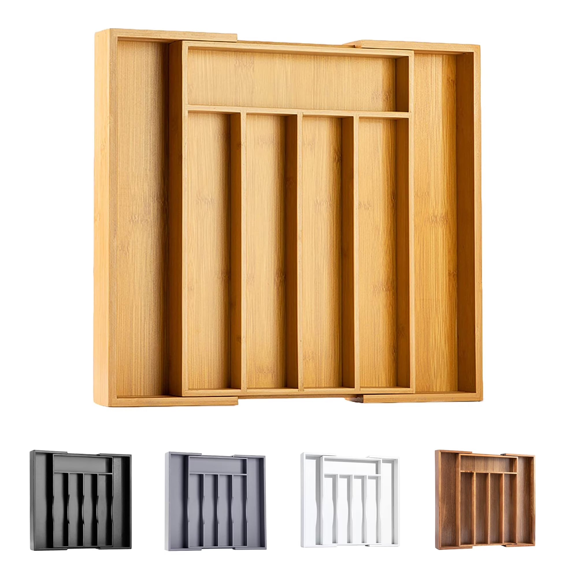 Bamboo Cutlery Tray Organizer Expandable Kitchen Drawer Storage Q8368