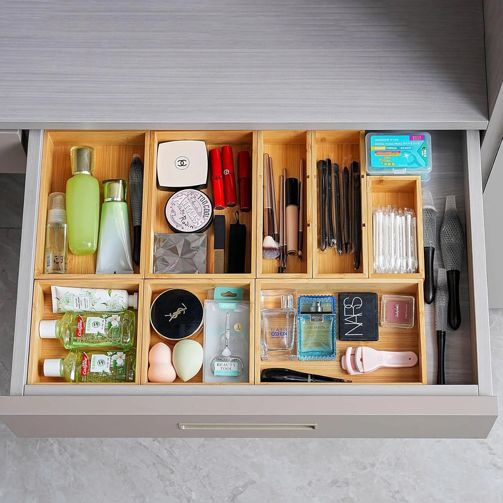 Set of 9 Bamboo Wood Drawer Organizer E576