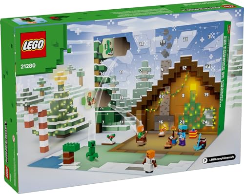 LEGO Minecraft Advent Calendar Building Toy with 24 Buildable Surprises and 8 Minifigures X119