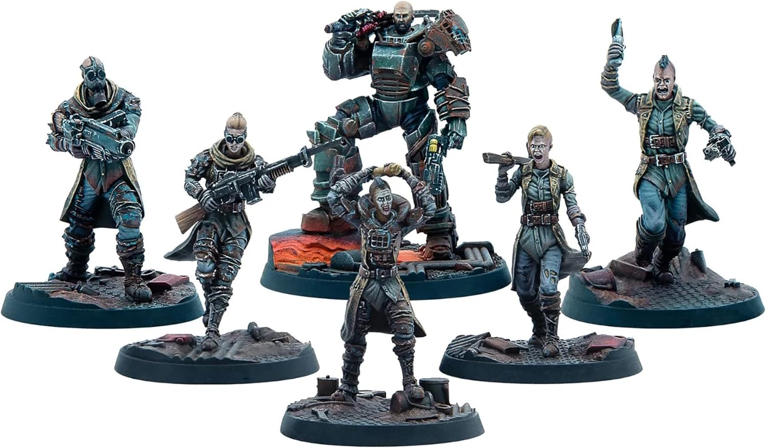6 Unpainted Resin Miniatures with Scenic Bases N42782