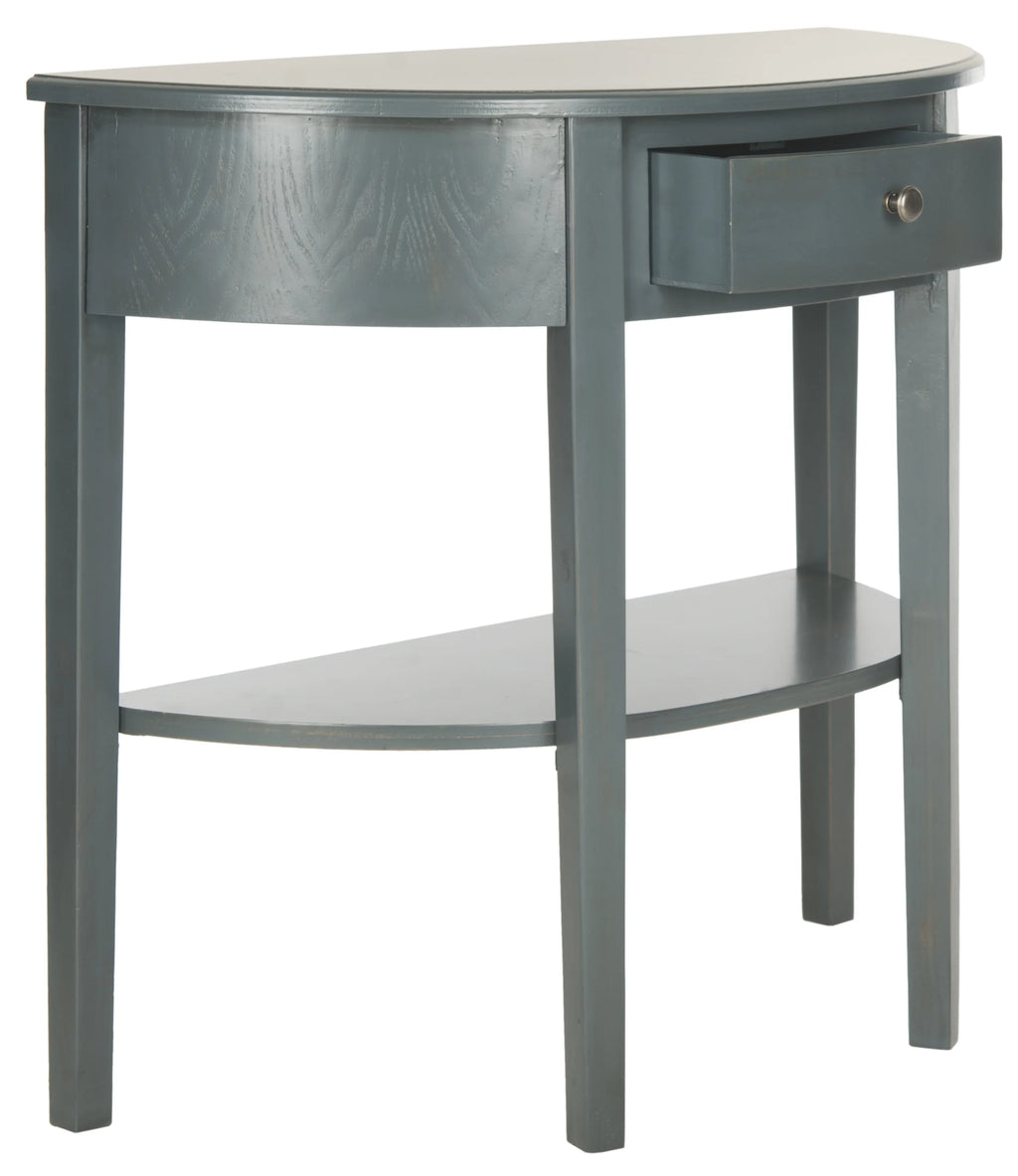 Steel Teal Demilune Console with Storage Drawer U385016