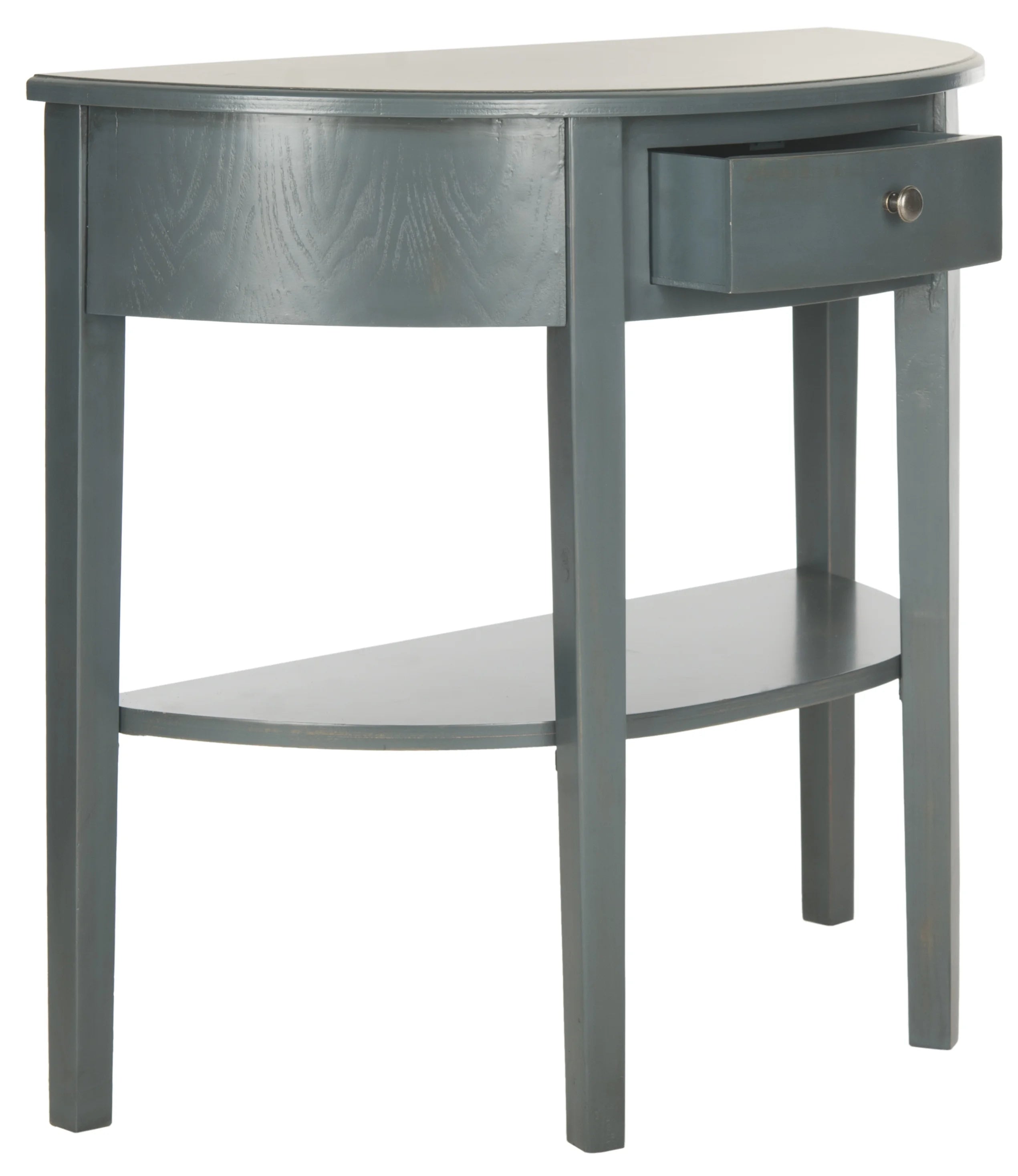 Steel Teal Demilune Console with Storage Drawer U385016