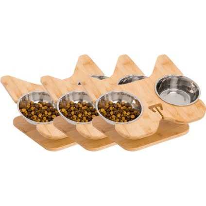 Elevated Dog Bowl Stand with Stainless-Steel Food and Water Bowls X7929