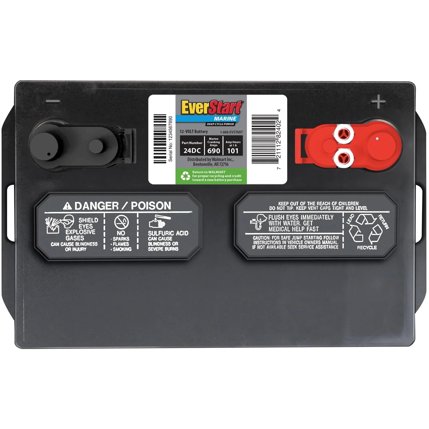 Lead Acid Marine & RV Deep Cycle Battery, Group Size 24DC 12 Volt, 690 MCA Q16913