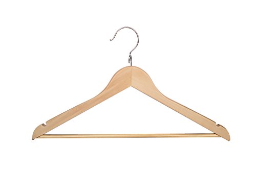 Natural Wooden Hangers 50 Pack with Pants Bar G133