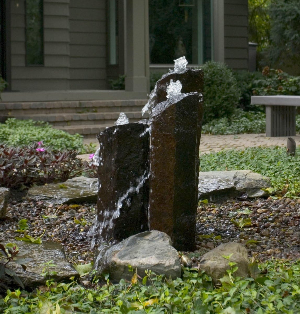Set of 3 Basalt Stone Fountain Columns K44818