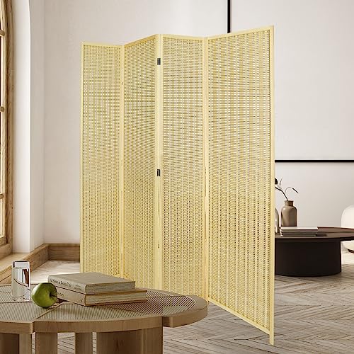 4 Panel Bamboo Room Divider with Shelves P699547