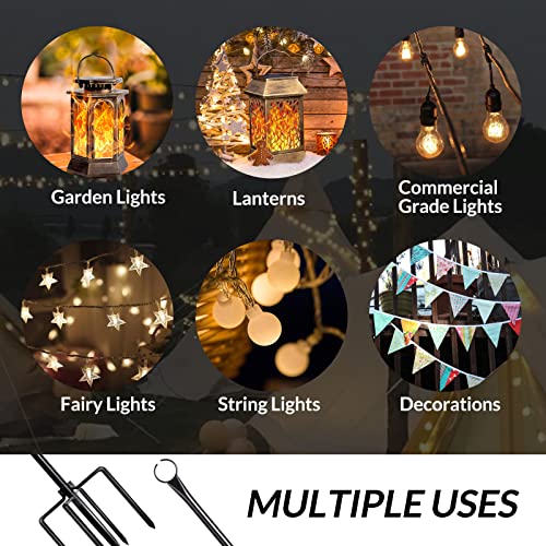 9.4FT Outdoor Metal String Light Pole with 5-Prong Fork Steel Stand S720