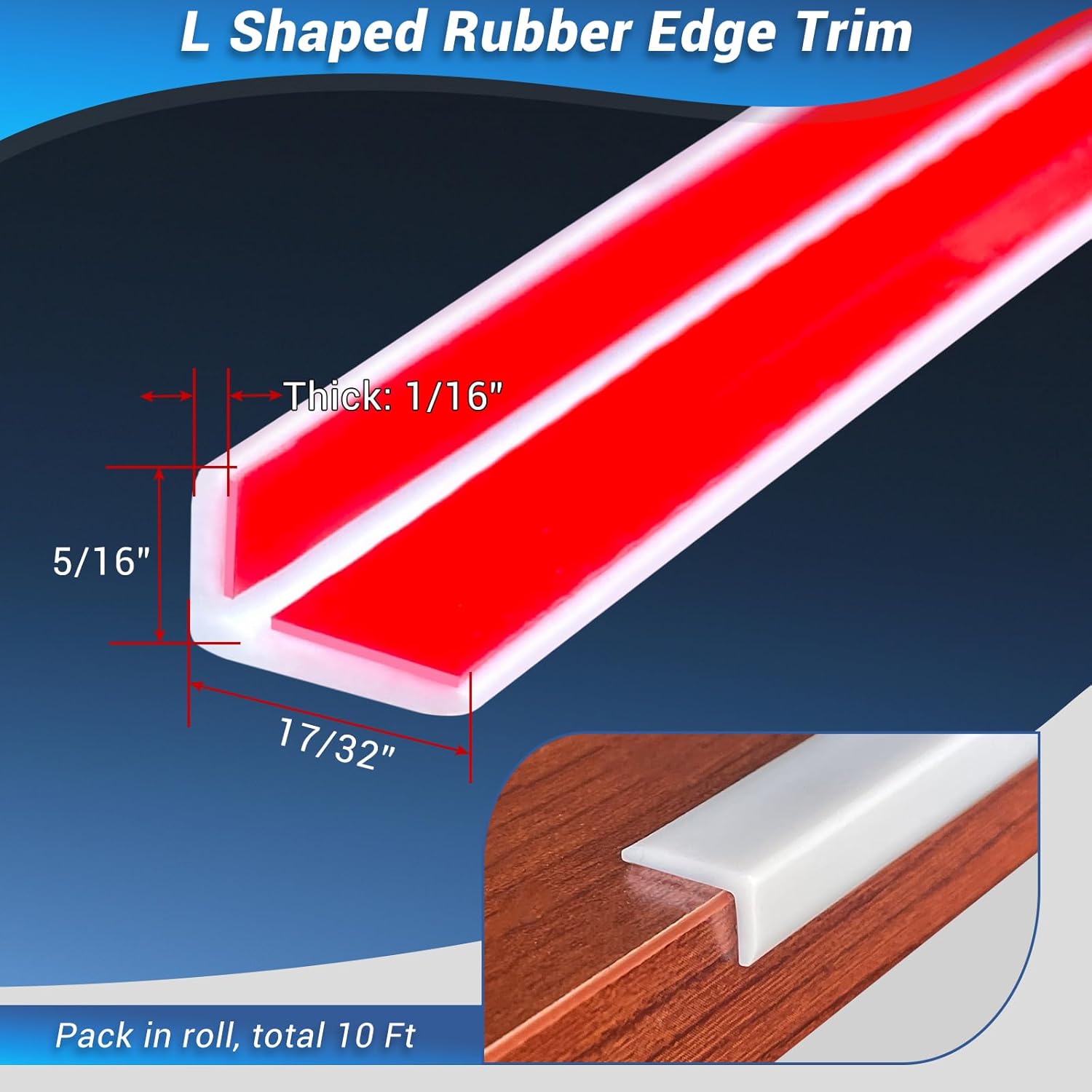 White Self Adhesive L Shaped Edge Trim, 10Ft X9377