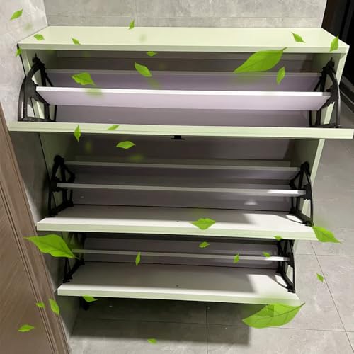 Gray Slim Shoe Cabinet with 3 Flip Drawers J158