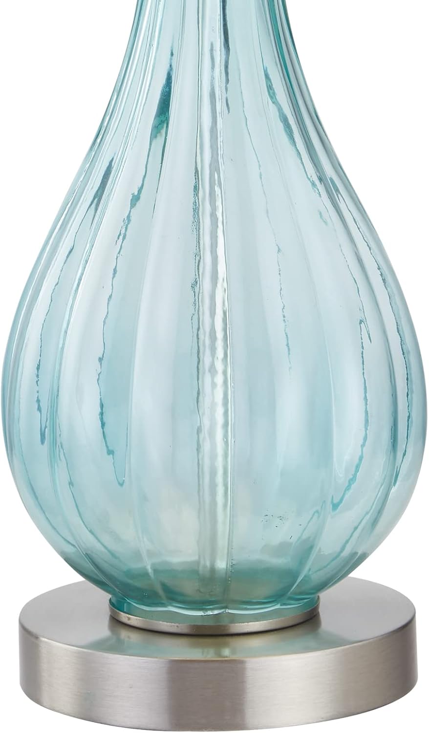 Set of 2 Blue Glass Table Lamps with White Shade R6486