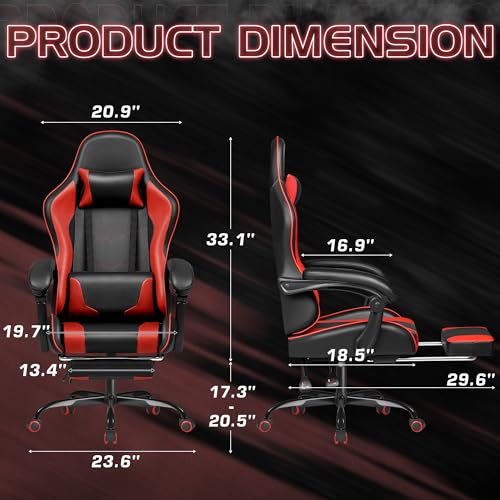 White Ergonomic Gaming Chair with Footrest and Massage Lumbar Support I603