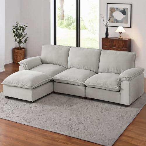 Ivory Beige Chenille Modular Sectional Sofa E504