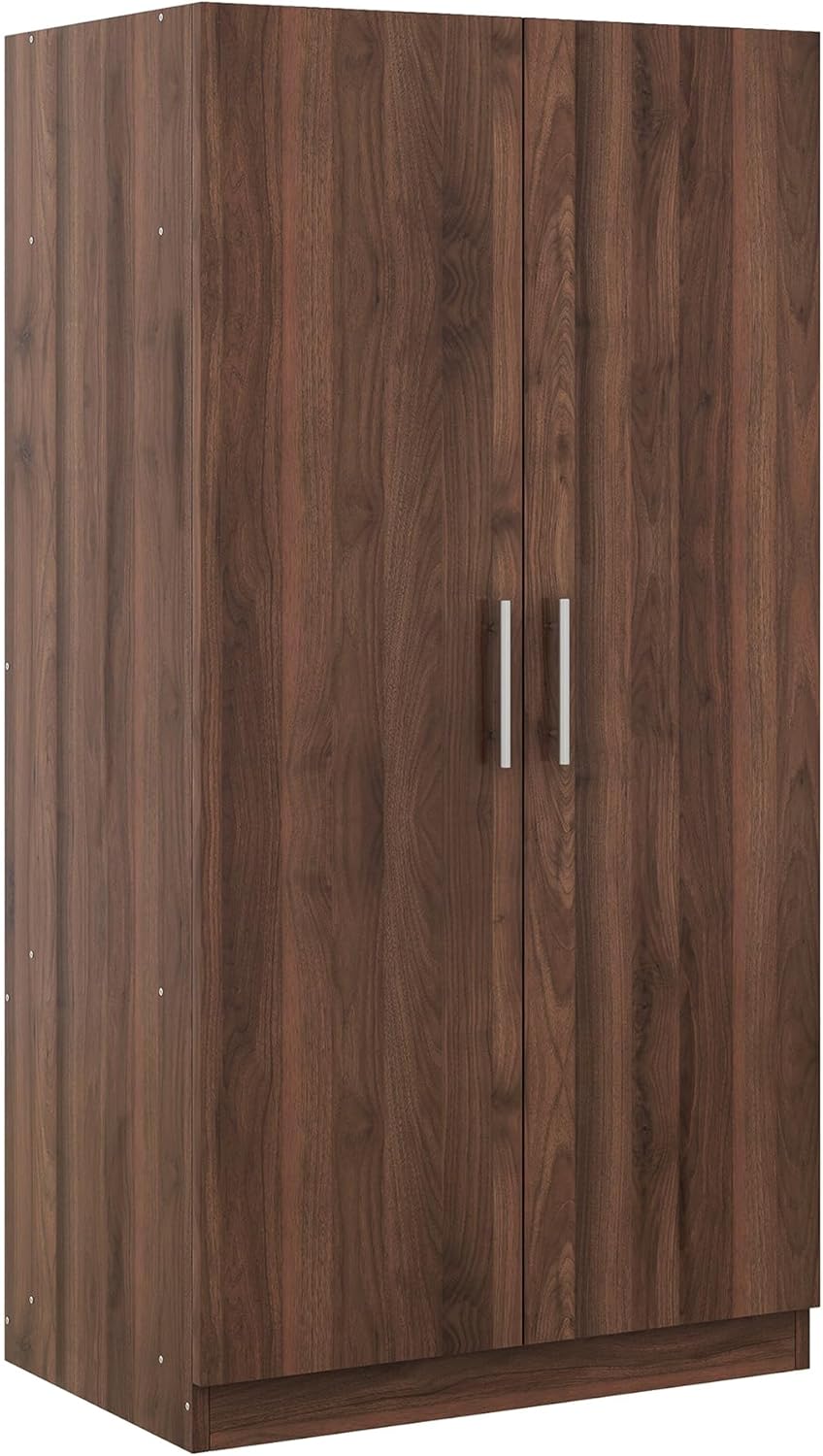 Brown Wooden Armoire with Hanging Rod and Storage Shelves A9302