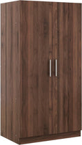 Brown Wooden Armoire with Hanging Rod and Storage Shelves A9302