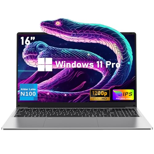 16 Inch Laptop Computer with 16GB RAM 1TB SSD N100 Processor FHD 1920 * 1200 Backlit Keyboard Windows 11 Pro Fingerprint Unlock C99103