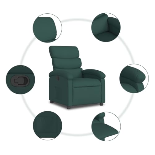 Dark Green Fabric Recliner Chair with Manual Adjustment G580