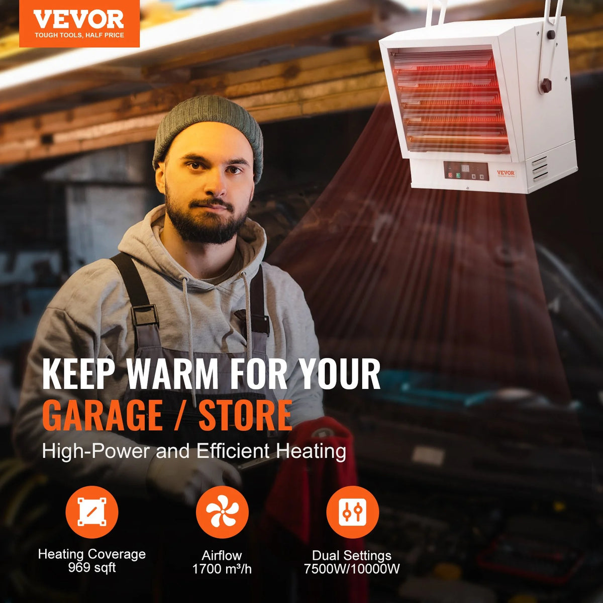 10000-Watt Electric Garage Heater with Remote Control S418