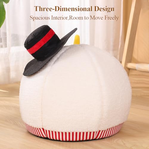 Snowman-Shaped Enclosed Cat Bed Cave with Washable Mat H86536