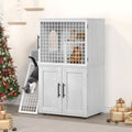 Cat Litter Box Enclosure with Platform, Double Layer, 33.5" L x 17.9" W x 41.9" H, Wax Wood E700054