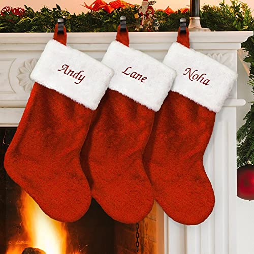 Embroidered Red Plush Christmas Stocking M31182