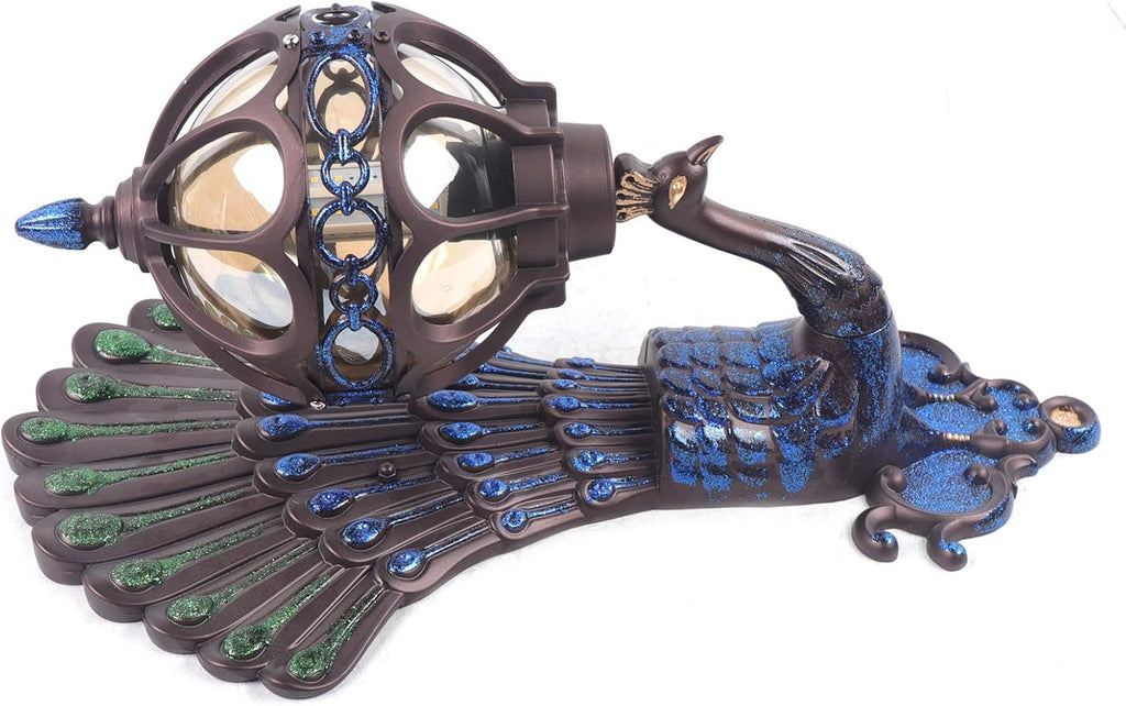 Peacock Wall Light Sconces, Metal and Glass Stained Wall Lamp, LED Antique Wall Mounted Lamp, E27 M72686