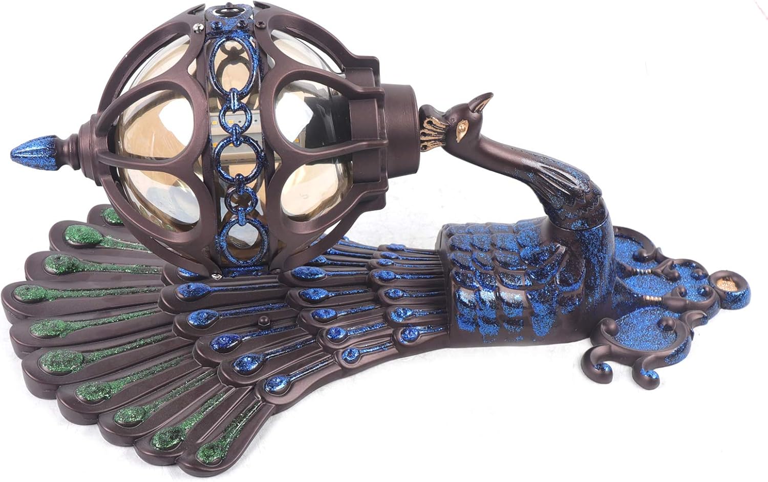 Peacock Wall Light Sconces, Metal and Glass Stained Wall Lamp, LED Antique Wall Mounted Lamp, E27 M72686