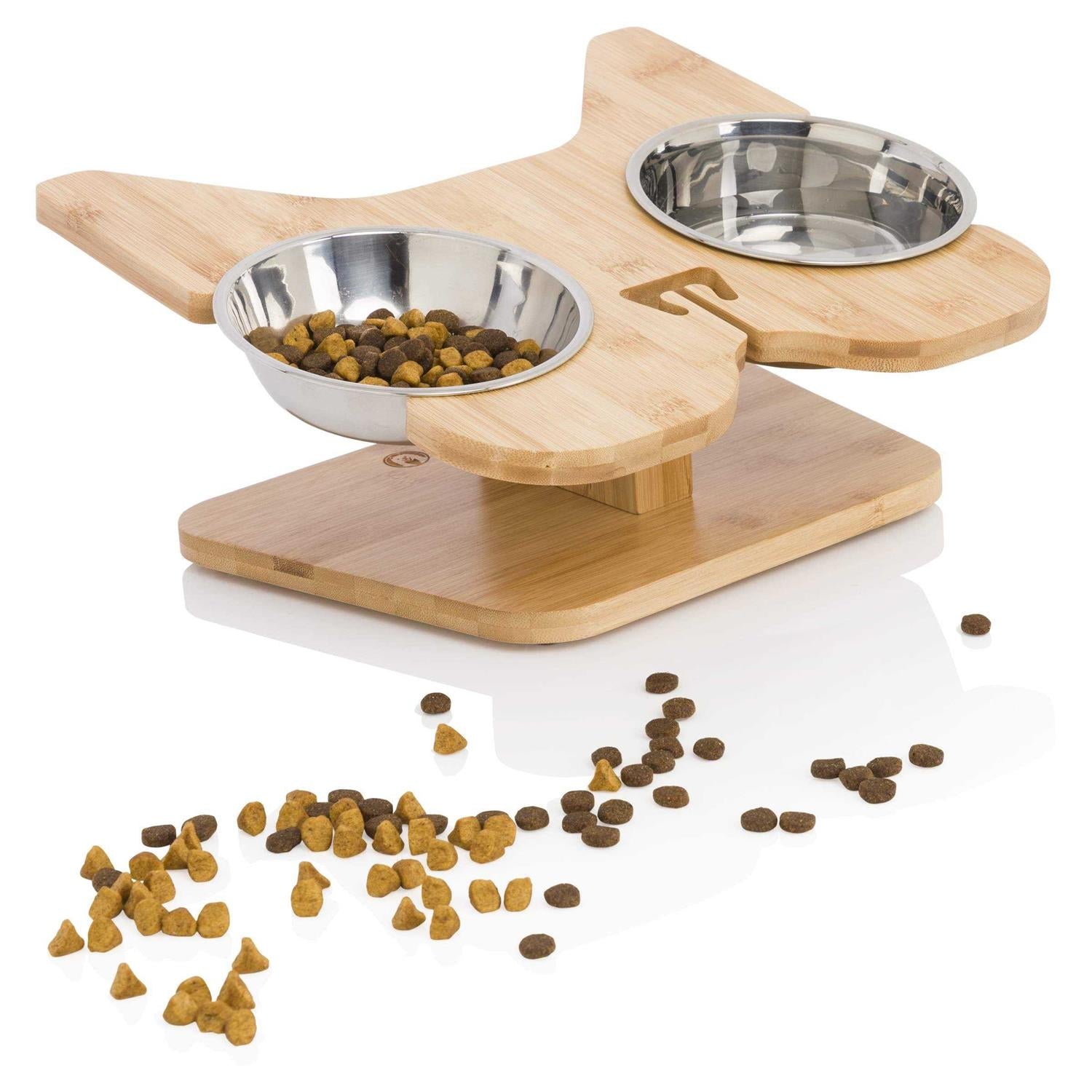 Elevated Dog Bowl Stand with Stainless-Steel Food and Water Bowls X7929