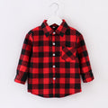 Boys Flannel Plaid Long Sleeve Button Down Coat Q18039