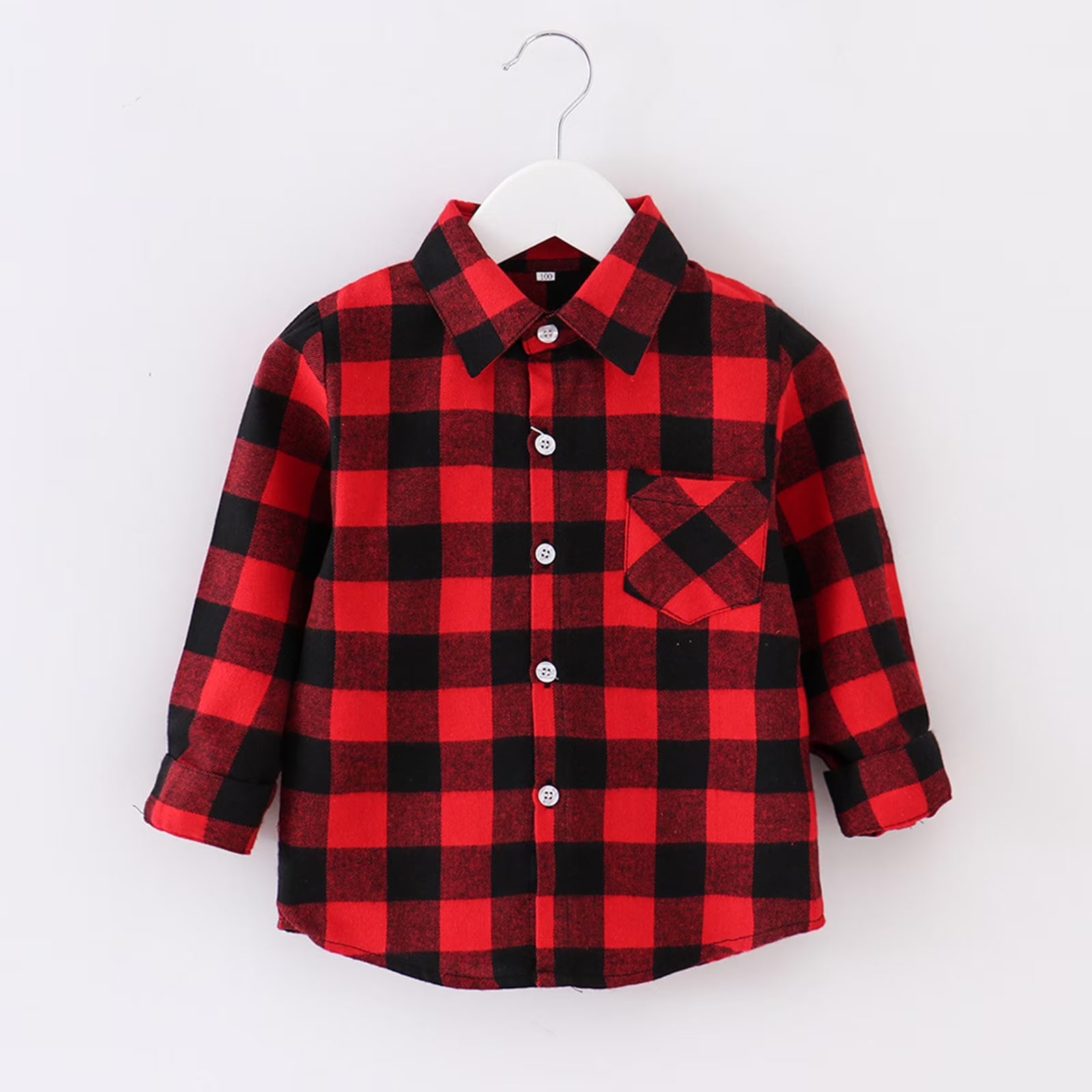 Boys Flannel Plaid Long Sleeve Button Down Coat Q18039