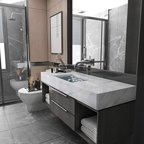 Large White Marble Wallpaper Peel Stick 31.5x591inch Waterproof Self-Adhesive Contact Paper Y763617